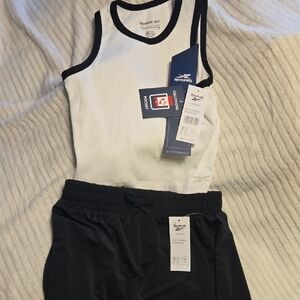 Reebok White and Black Tank Top with Shorts Set